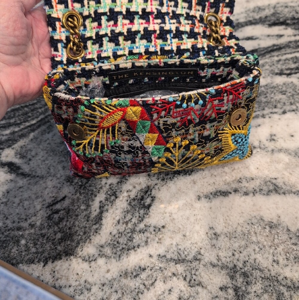 Kurt Geiger Multicolor Embroidered Shoulder Bag with Gold Hardware EUC - Picture 5 of 7